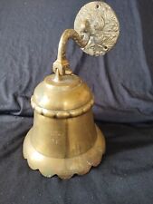 Ornate Antique Victorian Large Solid Brass Dinner ~ Ships Bracket Wall Bell picture