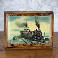 Vintage Carl Ulrich 1970 Locomotive Train in Glossy Wooden Frame picture