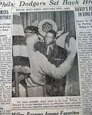 WILLIE MAYS New York Giants Baseball Joins the United States Army 1952 Newspaper picture