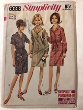 Vintage 1966 Simplicity Pattern 6698 Women's Belted Dress Sewing Clothes Size 16 picture