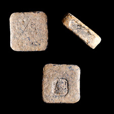VERY RARE Ancient Romano Byzantine Lead Weight Square Stamped Bust 58.33grm wCOA picture