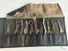 vintage tool ignition bicycle wrench set leather tool roll unusual picture