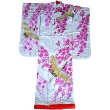 Vintage Japanese Kimono Uchikake Gorgeous wedding flying Pink Gold Crane  (u72) picture
