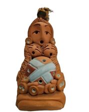 Storyteller Navajo Mother 2 Babies Pottery Signed Cheyenne Jim picture