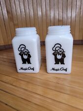 Vintage McKee Depression Era Magic Chef Milk Glass Salt & Pepper Shakers No Lids picture