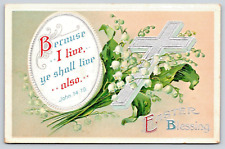 Postcard Antique Easter Blessing John 14:19 Germany International Art Pub. A18 picture