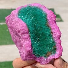 370G  Rare Moroccan green magnesite and red corundum mineral spirit ruby picture