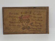 Antique 1907 Leather Postcard Graduation Themed With 2 Cent Stamp picture
