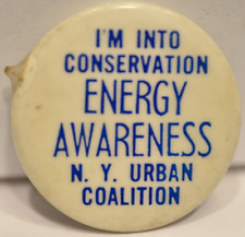 1960s I'm Into Conservation Energy Awareness New York NY Urban Coalition Pinback picture