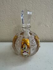 Vintage Caesar Crystal Glass Perfume Bottle w/ Gold & Floral Enamel Decoration picture