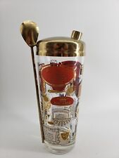 Vintage Bacardi Cocktail Shaker with Spoon MCM Vibrant Gold and Red picture