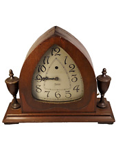 Kenmore Electric Time Mantel Clock Wood Construction-Hand Start-Works Well picture