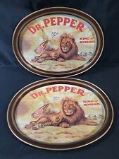 Vintage 1979 Dr. Pepper King Of Beverages Lion Oval Tin Metal Tray Collectible picture