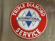 PORCELAIN TRIPLE DIAMOND ENAMEL SIGN 42X42 INCHES DOUBLE SIDED picture
