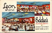 New York City NY Leon and Eddie's Restaurant Vintage Postcard 33 W 52nd St 1944 picture