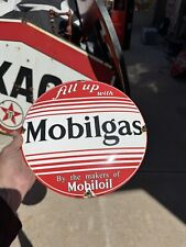 VINTAGE Mobilgas DOME 12” GASOLINE / MOTOR OIL PORCELAIN GAS SIGN picture