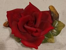 Vintage Large Capodimonte Red Porcelain Rose Stunning  picture