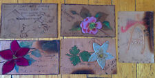 Lot 5 1906 Leather Postcards from Utah One Recipient Suede Flowers Fire Damage picture