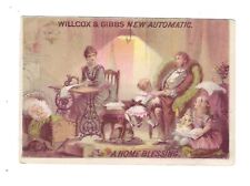 c1890 Victorian Trade Card Willcox & Gibbs Sewing Machine, Family Time picture