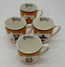 Trick or Treat Ware by Lori C Mitchell 2006 4 Mugs Halloween Cat, Pumpkin,Witch picture