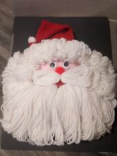 VINTAGE SANTA CLAUS WALL HANGING YARN FELT CHRISTMAS Decor Handcrafted picture