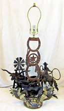 Rare St. Croix Forge Metal Sculpture Table Lamp Spurs, Horseshoes, Cowboy  picture