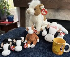 Rare Ty 1994 Classic PVC Cow Collection With Vintage Disney Cup. picture