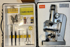 Vintage 1959 Sears 1200X Power Zoom Microscope Set w/ Plastic Box Mod. 49-24364 picture