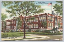 New Castle Indiana, High School, Vintage Postcard picture