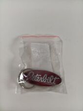 Vintage Peterbilt Metal Keyring Red and Silver picture