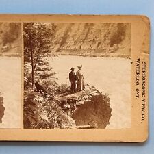 Stereoview Card 3D Real Photo C1880 Niagara Glen Canada Victorian Fashion Pose picture