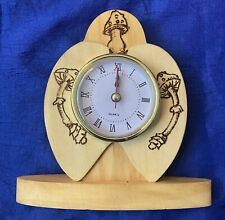 Mushroom Themed Hand-Burned Wooden Clock 6”  picture
