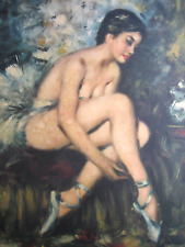 Vintage ballet dancer oil painting reproduction varnished print (59.5 x 49.5 cm) picture