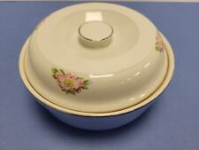 Vintage Hall Royal Rose Casserole Serving Bowl Cadet- Blue with White Nice picture