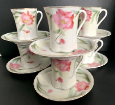 Antique set of 6 Demitasse Teacups & Saucers Hand Painted in Japan Bone China picture