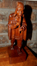 Hand Carved Flute Player, Exceptionally Fine Details-Excellent Condition, Walnut picture