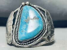 ONE OF THE BEST VINTAGE NAVAJO MORENCI TURQUOISE STERLING SILVER BRACELET OLD picture