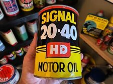 VINTAGE FULL NOS~ 1950's SIGNAL 20-40~ 1-QUART MOTOR OIL CAN~ NICE FOR ITS AGE  picture