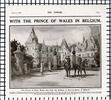 X1385) Chateau Ham-sur-Heure Belgium Prince of Wales WW1 War - 1919 Cutting picture
