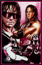 BRET THE HITMAN HART 11X17 COMIC PRINT - AUTOGRAPHED  SIGNED WWF WWE WCW AEW AJ picture