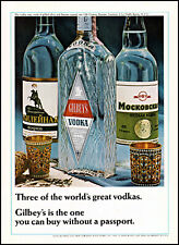 1967 Gilbey's vodka 3 bottles buy without passport vintage photo print ad ads54 picture