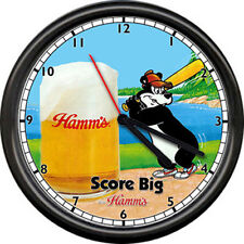 A Hamm's Hamms Baseball Costume Beer Bear Bar Tavern Sign Wall Clock picture