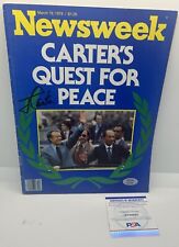 Jimmy Carter Signed 1979 NEWSWEEK Magazine Peace Accords Full Issue PSA/DNA COA picture