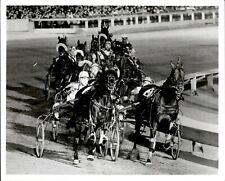 LV63 Orig Photo HARNESS HORSE RACING Speeding Animals Galloping on Track Action picture