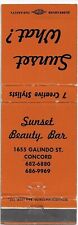 Sunset Beauty Bar Concord Calif. Empty Matchbook Cover picture