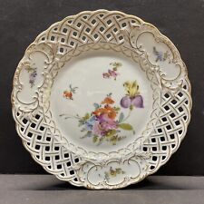 German SAXE Meissen Flower Porcelain Pierced 7.25 Salad Plate Plate Victorian picture