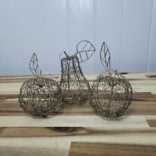 VTG Set of 3 Fruit Shaped Wire Fruit Scultures Apple and Pear Holiday Ornaments picture