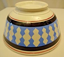 Antique Mocha ware Pottery Bowl Porcelain Blue Color Design Black Strip Rim 