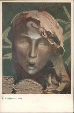 Women Golden Hued Likeness of Female Face Postcard Vintage Post Card picture