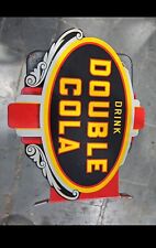 DRINK DOUBLE COLA FLANGE PORCELAIN ENAMEL SIGN 18 X 15 X 2 INCHES  DOUBLE SIDED picture